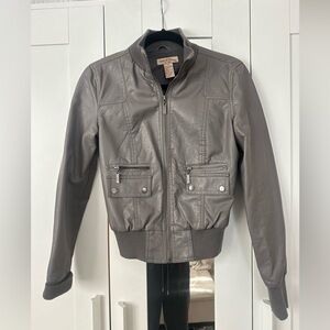 Vintage Paris Blues Grey Faux Leather Jacket